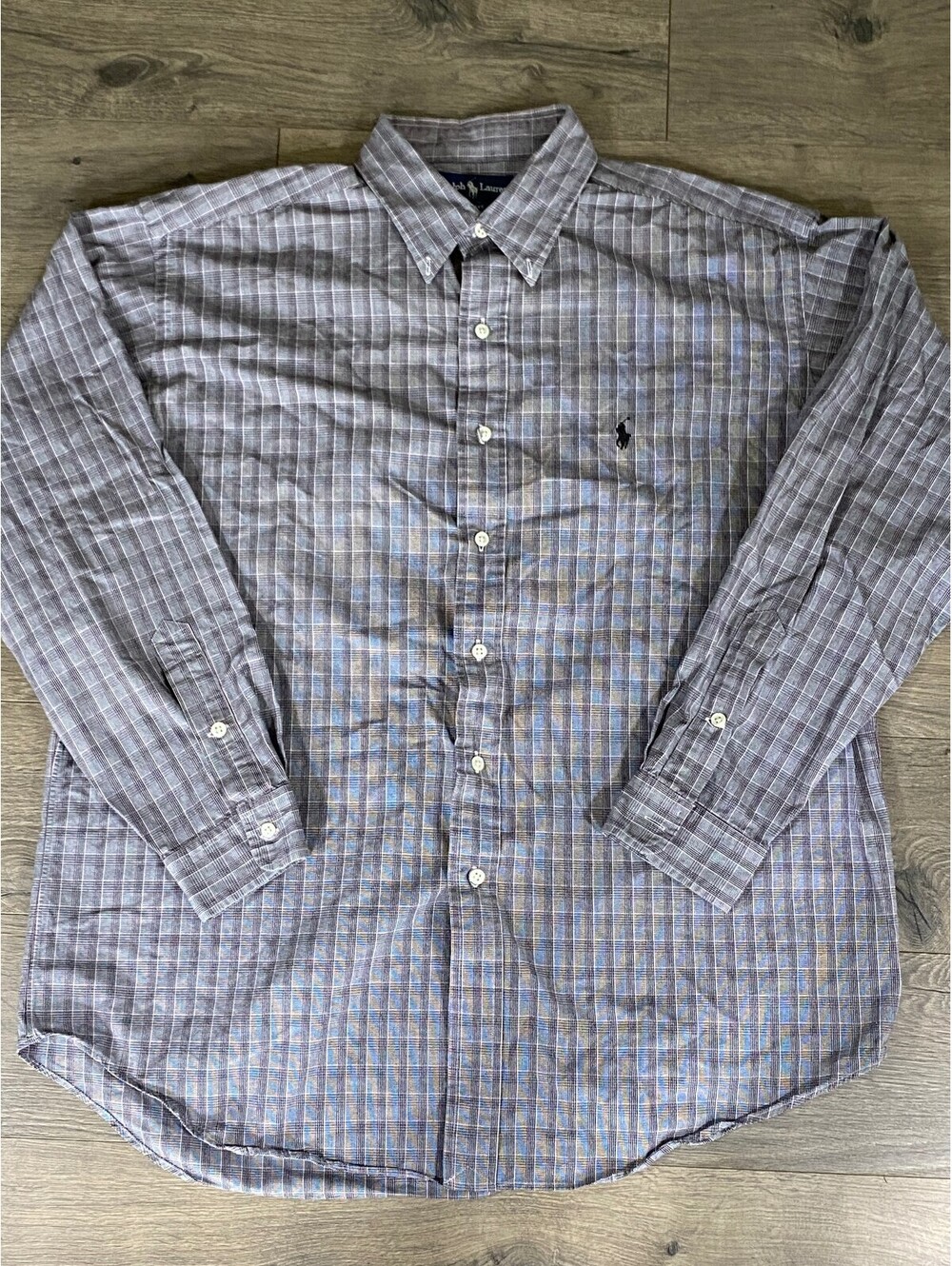 Ralph Lauren Blake Mens L Plaid Two Ply Cotton Button Down Shirt Pony